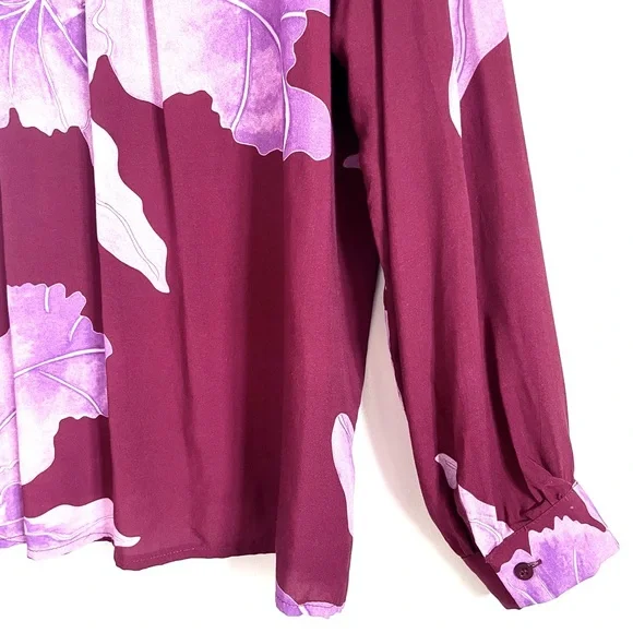Q2 Whitney Tropical Oversized Floral Button Up Blouse Top In Fuchsia Siz… - Picture 13 of 15